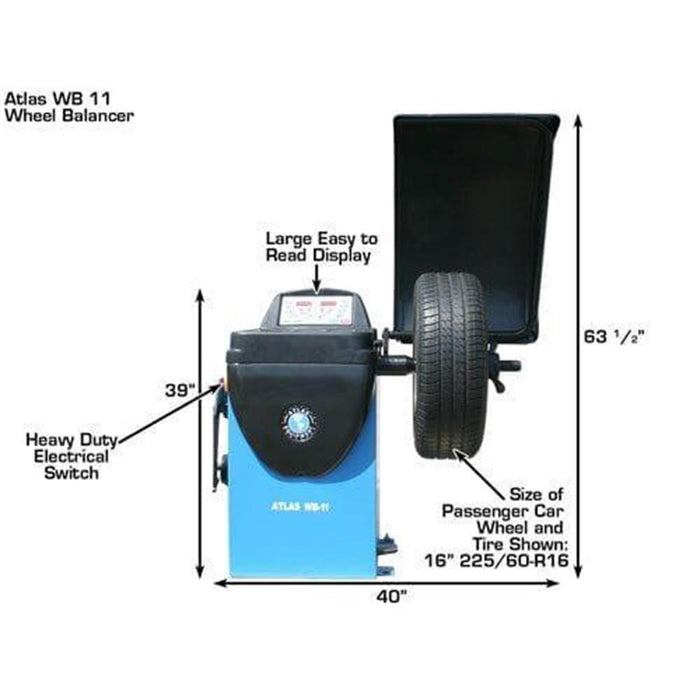 Atlas Automotive Equipment TC289 Rim Clamp Tire Changer + WB11 Wheel Balancer Combo Package