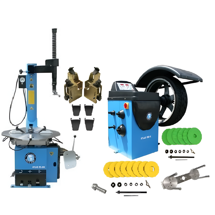 Atlas TC289 Tire Changer + WB11 Deluxe Motorcycle Wheel Balancer Combo