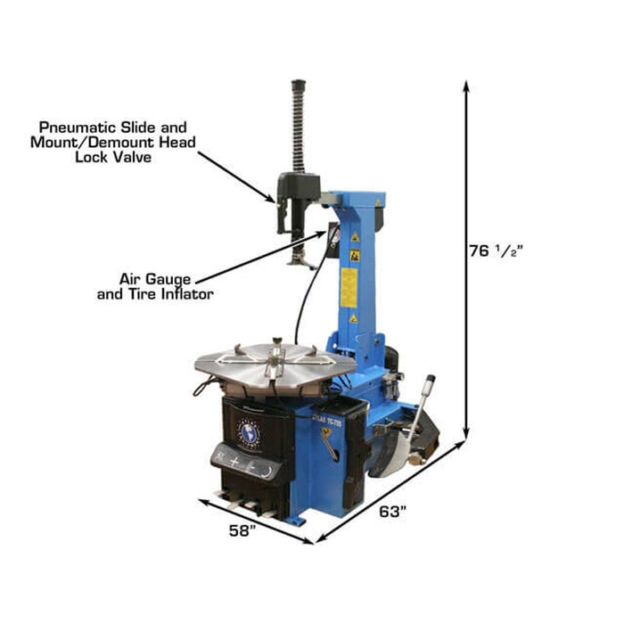 Atlas Automotive Equipment TC755 Tilt-Back Rim-Clamp Tire Changer – Automatic Tire Machine with Bead Blaster (ATTC755)