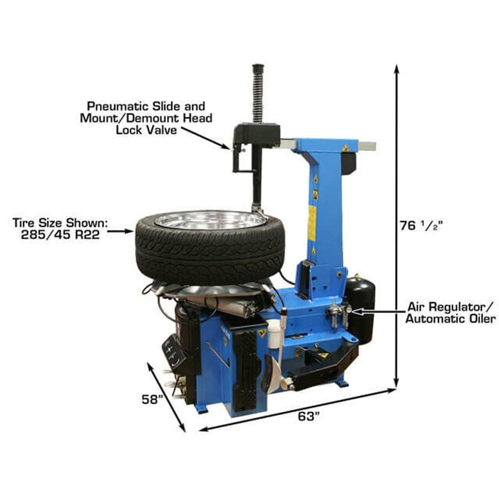 Atlas Automotive Equipment TC755 Tilt-Back Rim-Clamp Tire Changer – Automatic Tire Machine with Bead Blaster (ATTC755)