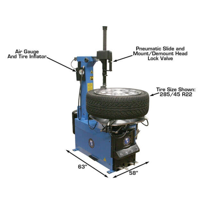 Atlas Automotive Equipment TC755 Tilt-Back Rim-Clamp Tire Changer – Automatic Tire Machine with Bead Blaster (ATTC755)