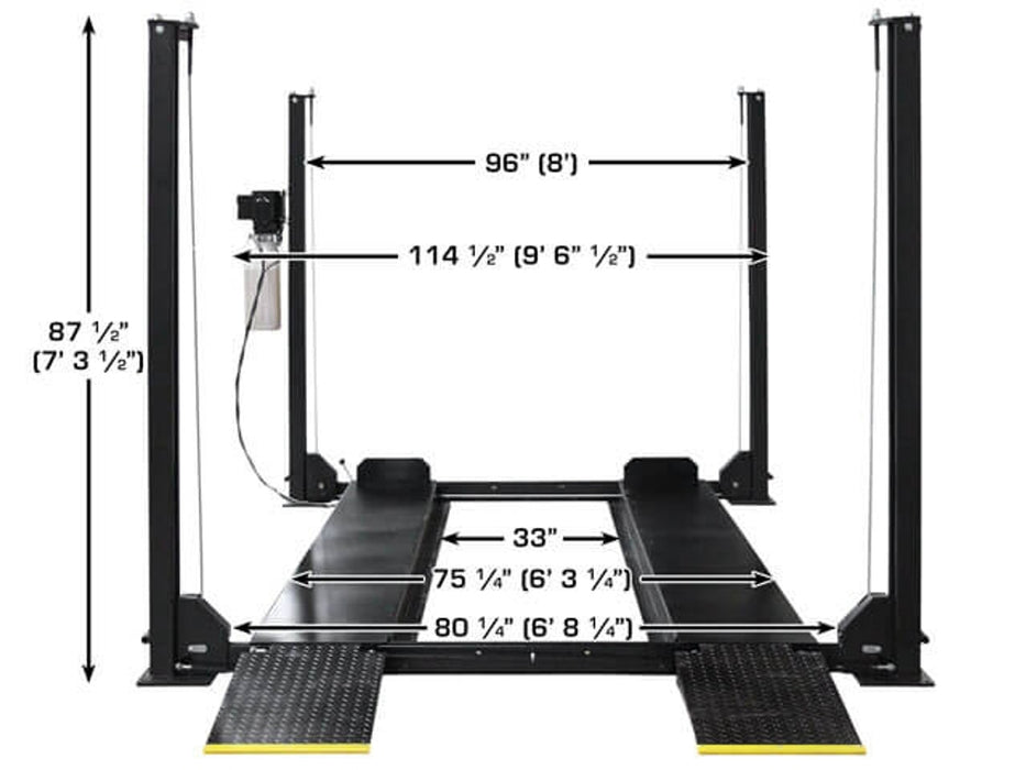 Atlas Apex 8 8,000 lb ALI Certified 4-Post Hobbyist Lift | Atlas Automotive Equipment ATEATTD-APEX8-FPD