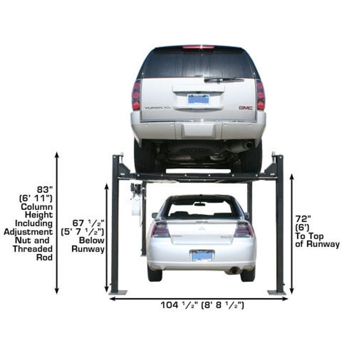 Atlas Garage PRO8000 Portable 4-Post Lift – 8,000 lb Capacity | Hobbyist Automotive Car Lift XH-PRO8000