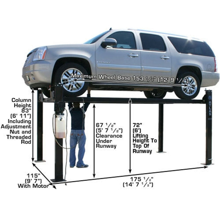 Atlas Garage PRO8000 Portable 4-Post Lift – 8,000 lb Capacity | Hobbyist Automotive Car Lift XH-PRO8000
