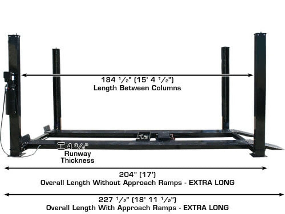 Atlas Garage PRO9000 9,000 lb Extra Tall/Wide 4-Post Lift | XH-PRO9000