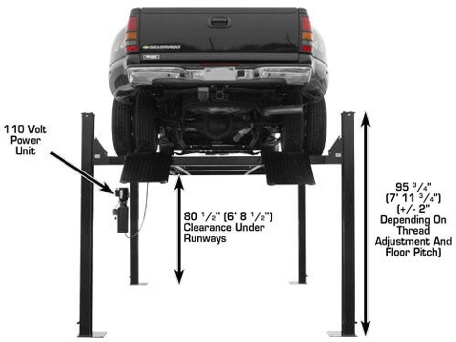Atlas Garage PRO9000 9,000 lb Extra Tall/Wide 4-Post Lift | XH-PRO9000