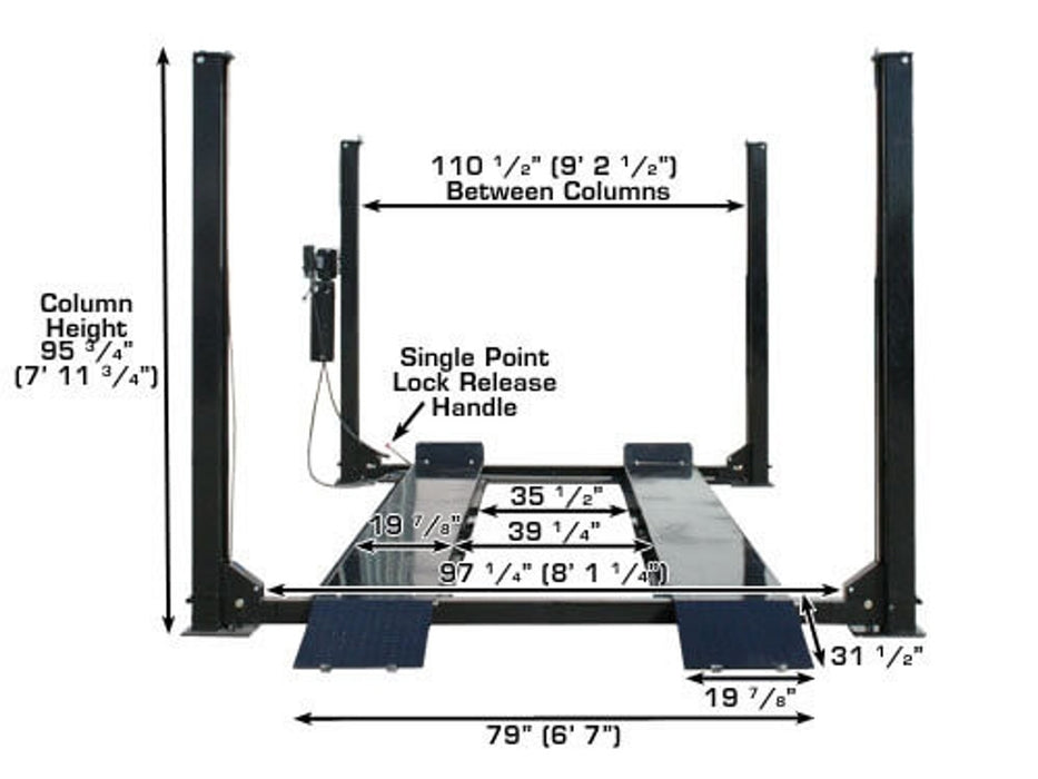 Atlas Garage PRO9000 9,000 lb Extra Tall/Wide 4-Post Lift | XH-PRO9000