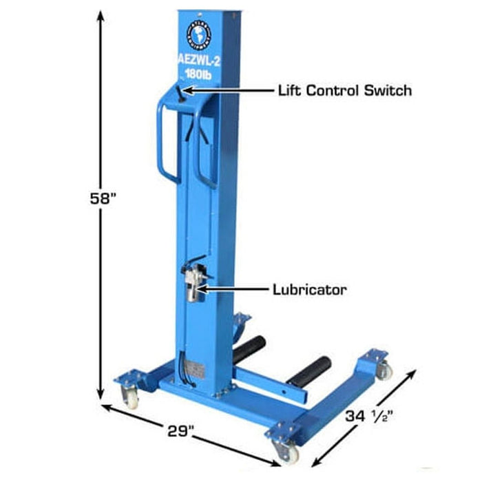 Atlas Offset Pneumatic Portable Wheel Lift – 180 lb Capacity (ATTC-AEZWL-2)