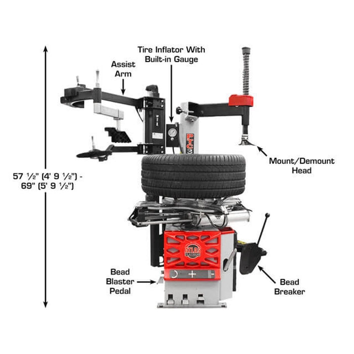 Atlas Platinum PTC300 Rim-Clamp Tire Changer with Assist Arm | AP-PTC300