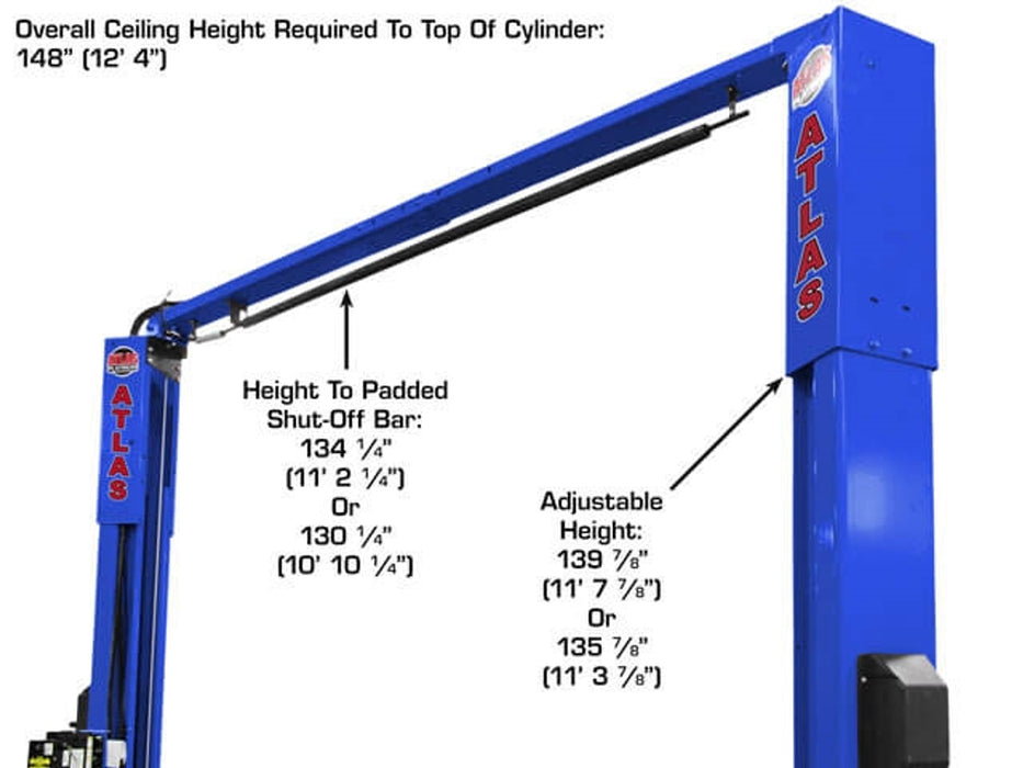 Atlas Automotive Equipment Platinum PVL10 ALI Certified 10,000 lb. Capacity 2-Post Lift (Model: AP-PVL10-2/3)