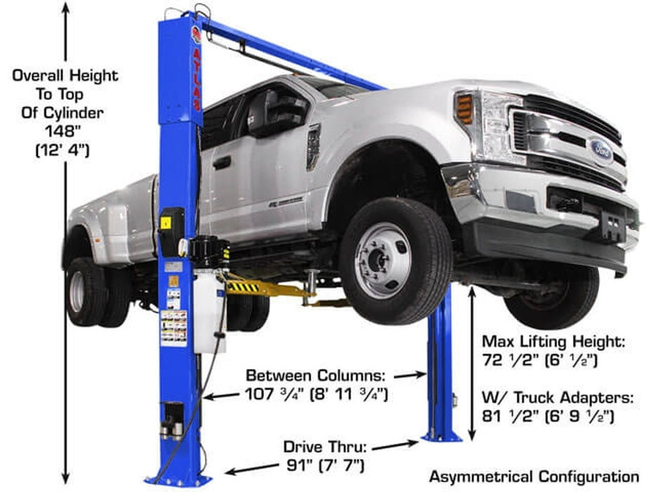 Atlas Automotive Equipment Platinum PVL10 ALI Certified 10,000 lb. Capacity 2-Post Lift (Model: AP-PVL10-2/3)