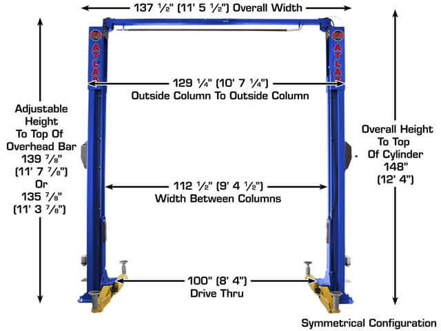 Atlas Platinum PVL10 2-Post Lift with Extension Kit – 10,000 LB Capacity | Heavy-Duty Automotive Lift by Atlas Automotive Equipment