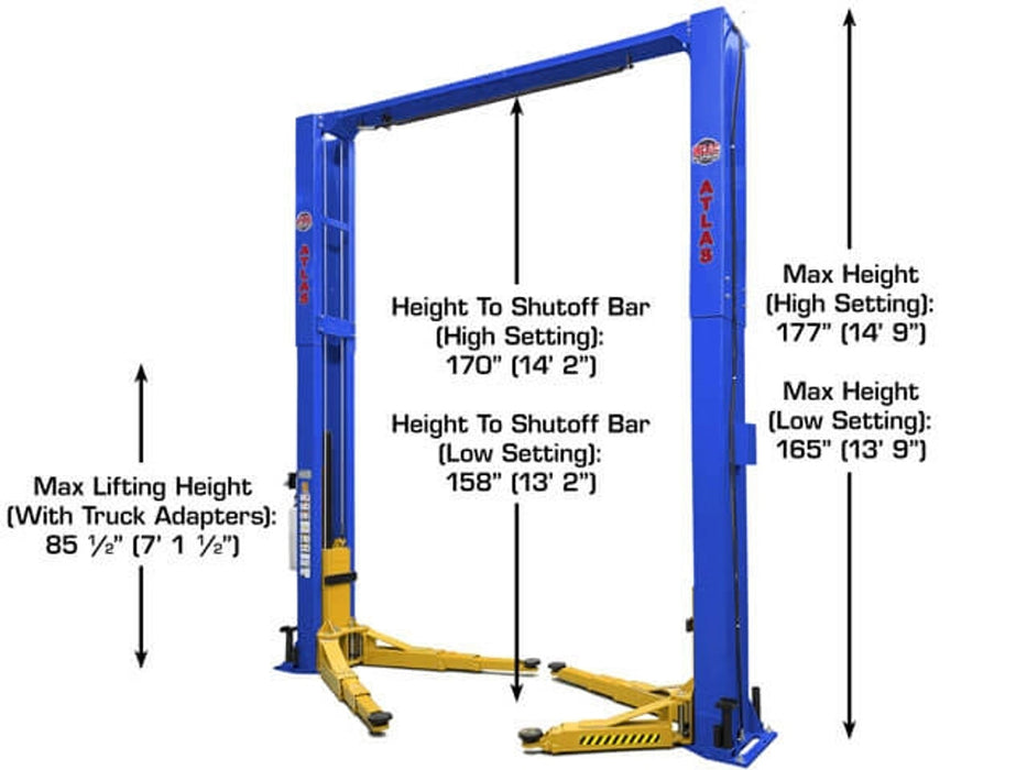 Atlas Automotive Equipment Platinum PVL12 ALI Certified 2-Post Car Lift – 12,000 lb Capacity Commercial Grade Overhead Auto Lift | Model ATEAP-PVL12-FPD