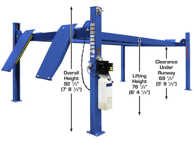 Atlas Equipment Platinum PVL14 ALI Certified 4-Post Lift – 14,000 lb Capacity | Commercial-Grade Hydraulic Vehicle Lift for Professional Auto Shops & Service Centers (Model AP-PVL14-FPD)