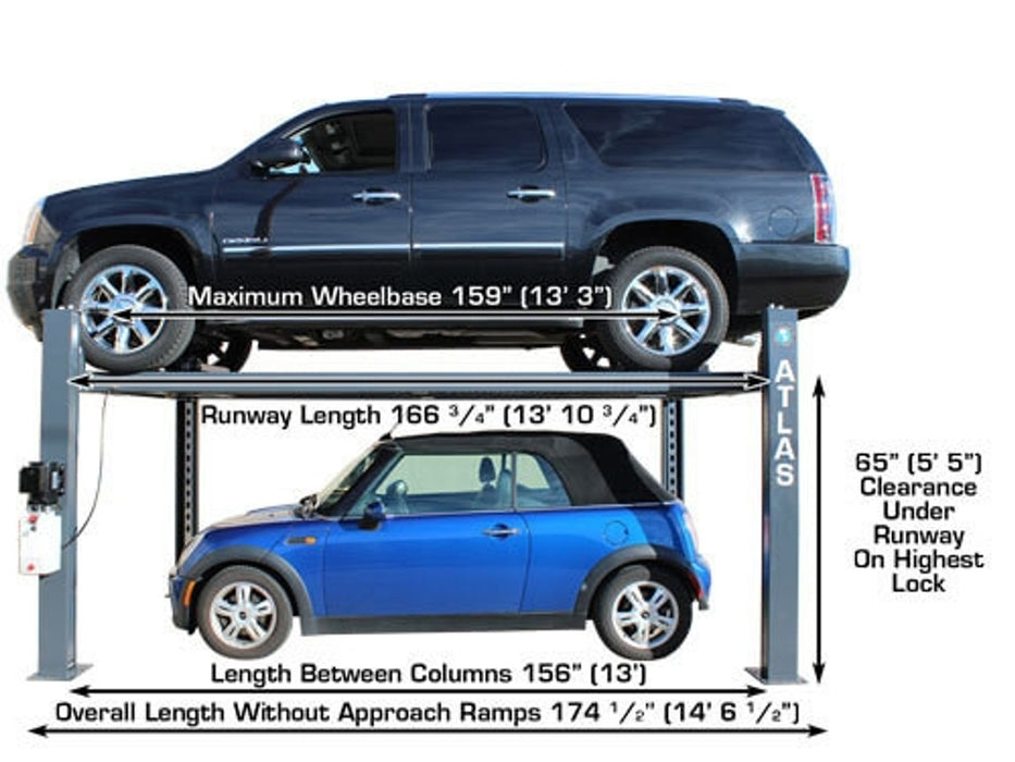 Atlas Premium 408SL 4-Post Lift with RJ35 Sliding Jack Combo – 8,000 lb Capacity Professional Car Lift Package | Model ATTD-408SL-COMBO-FPD