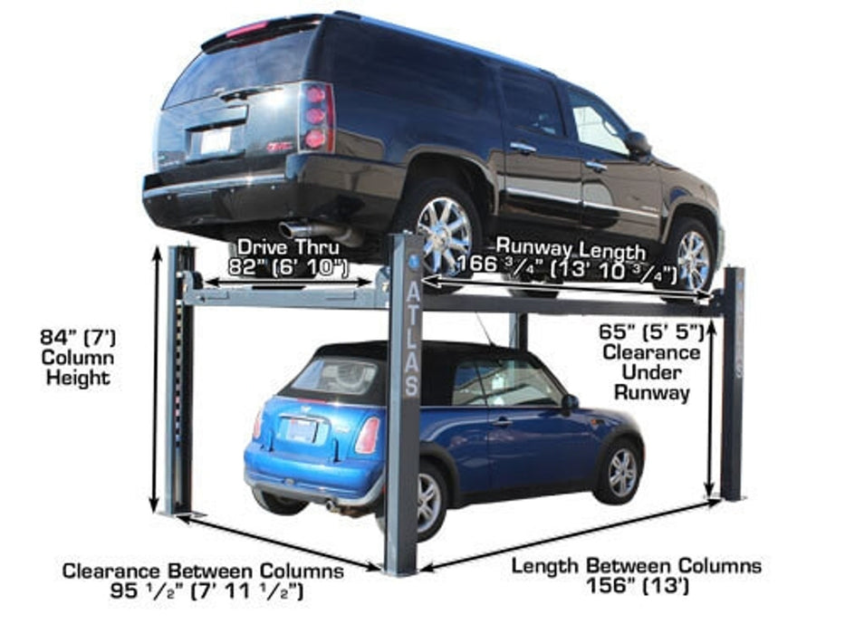 Atlas Premium 408SL 4-Post Lift with RJ35 Sliding Jack Combo – 8,000 lb Capacity Professional Car Lift Package | Model ATTD-408SL-COMBO-FPD
