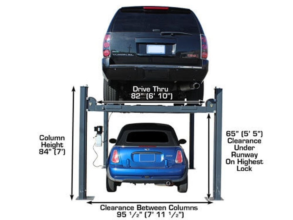 Atlas Premium 408SL 4-Post Lift with RJ35 Sliding Jack Combo – 8,000 lb Capacity Professional Car Lift Package | Model ATTD-408SL-COMBO-FPD