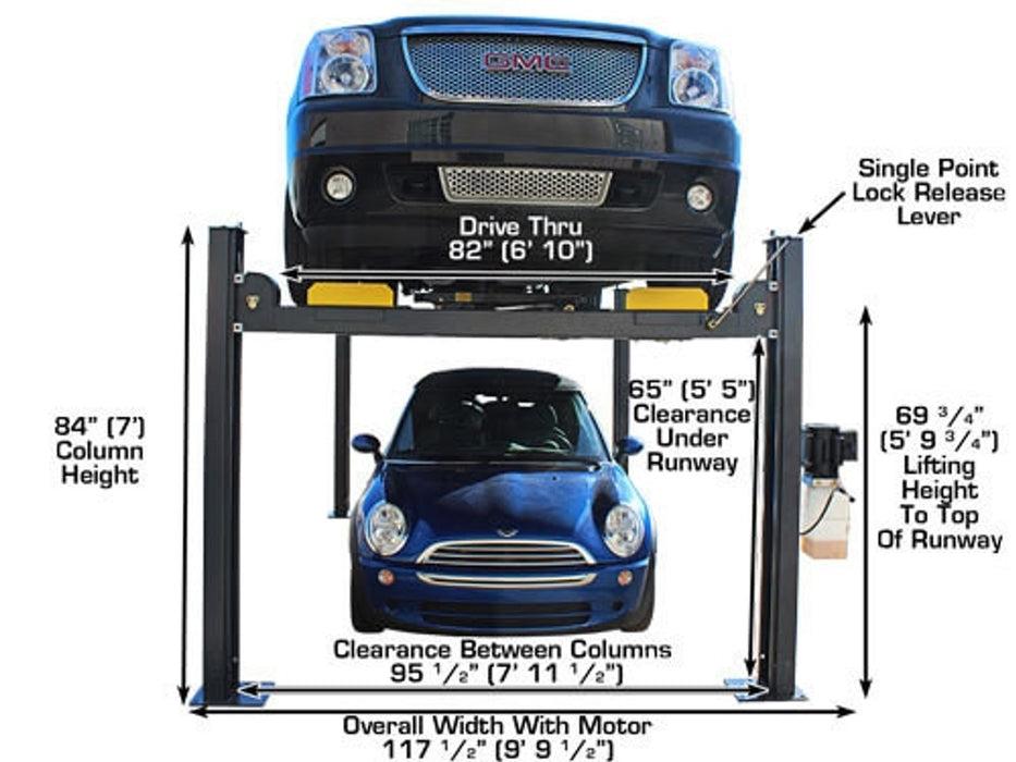 Atlas Premium 408SL 4-Post Lift with RJ35 Sliding Jack Combo – 8,000 lb Capacity Professional Car Lift Package | Model ATTD-408SL-COMBO-FPD