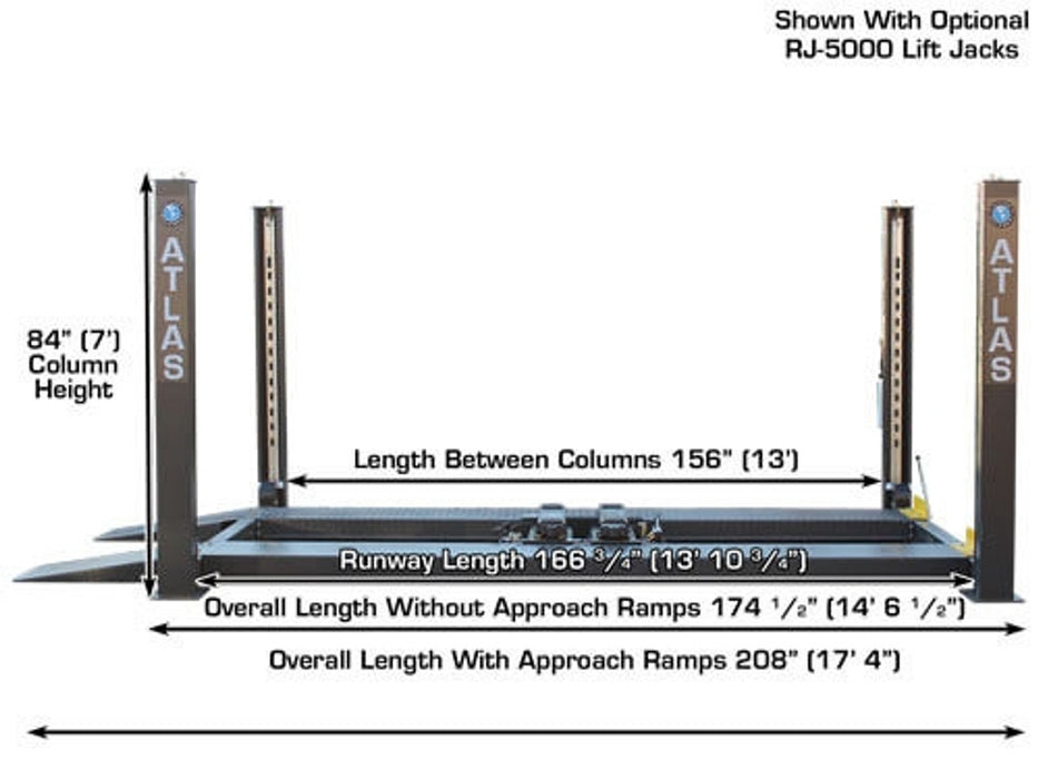 Atlas Premium 408SL 4-Post Lift with RJ35 Sliding Jack Combo – 8,000 lb Capacity Professional Car Lift Package | Model ATTD-408SL-COMBO-FPD