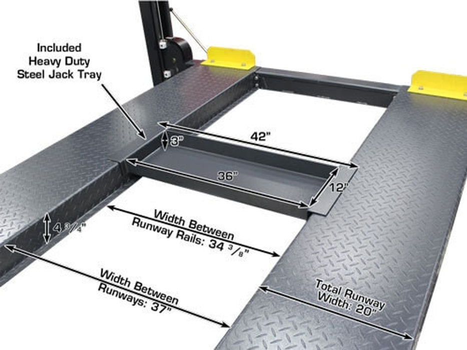 Atlas Premium 408SL 4-Post Lift with RJ35 Sliding Jack Combo – 8,000 lb Capacity Professional Car Lift Package | Model ATTD-408SL-COMBO-FPD