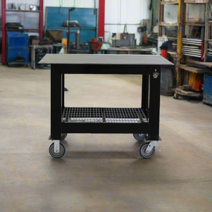 Welding Table | 3FT x 4FT x 36'' Tall | 1/2'' Plate Steel Top and Casters | BADASS Workbench 3X4WELD-12WC