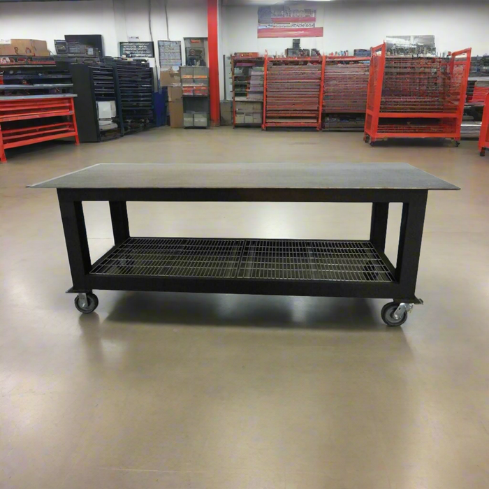 Welding Table | 3FT x 8FT x 36'' Tall | 1/2'' Plate Steel Top and Casters | BADASS Workbench 3X8WELD-12WC