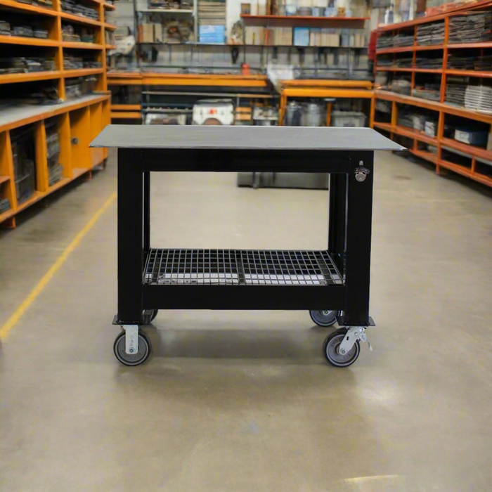 Welding Table | 3FT x 4FT x 36'' Tall | 3/8'' Plate Steel Top and Casters | BADASS Workbench 3X4WELD-38WC