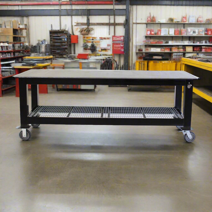 Welding Table | 4FT x 8FT x 36'' Tall | 3/8'' Plate Steel Top and Casters | BADASS Workbench 4X8WELD-38WC