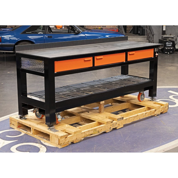 Work Bench | 8ft. Long with Casters | 3'' Drawers| BADASS Workbench 3BAYSDWC