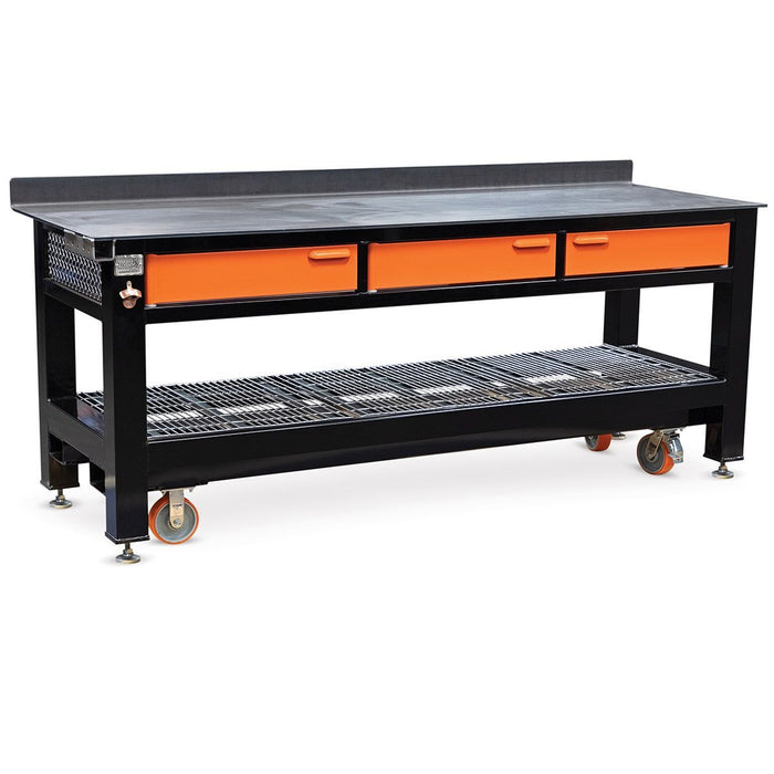 Work Bench | 8ft. Long with Casters | 3'' Drawers| BADASS Workbench 3BAYSDWC