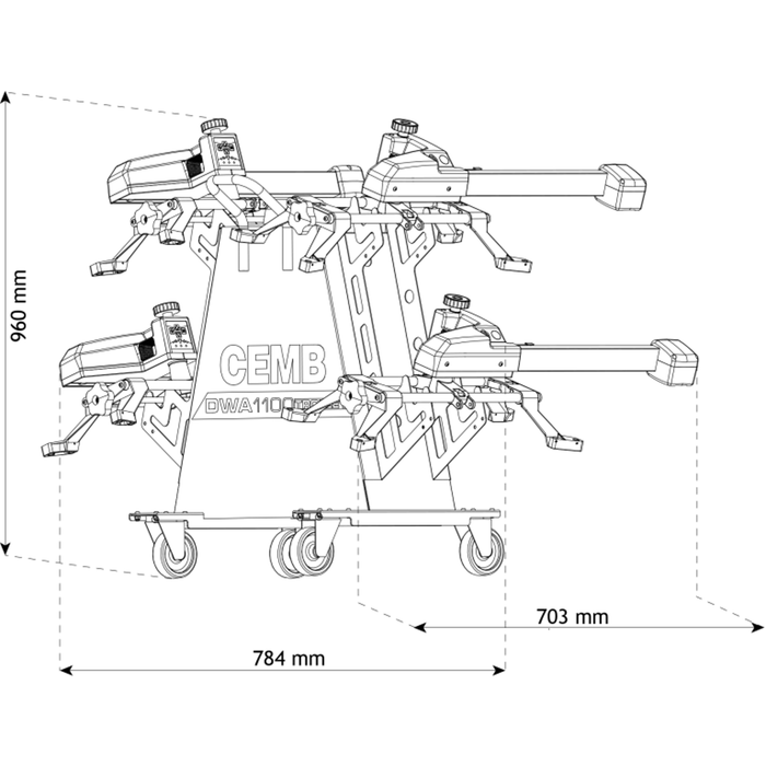 Wheel Alignment | 110V | 1PH | 12" - 24.5" Wheel Clamps | CEMB DWA1100Trolley