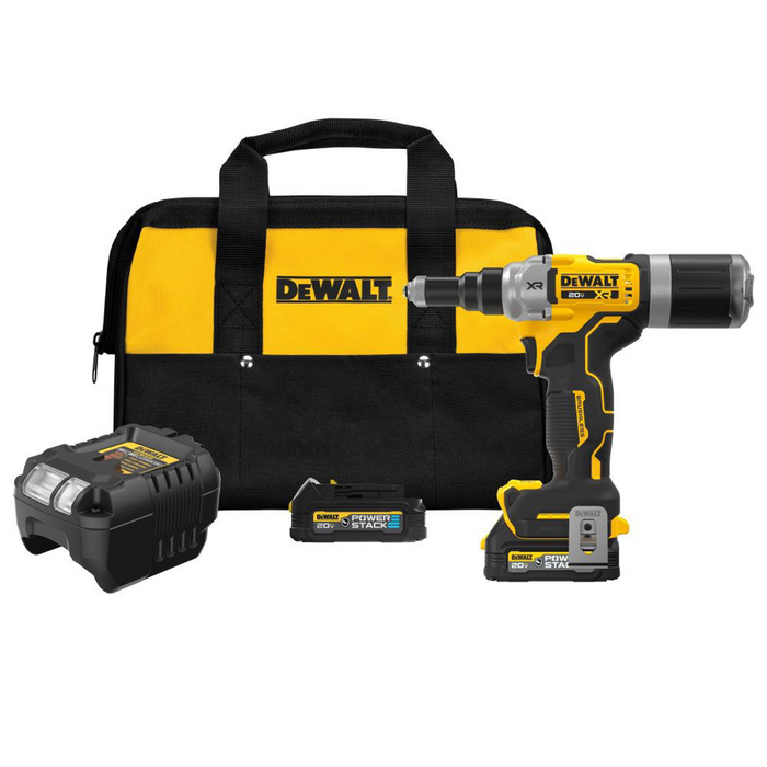DeWalt 20V MAX* XR Brushless Cordless 1/4" Rivet Tool Kit with Powerstack DWTDCF414GE2