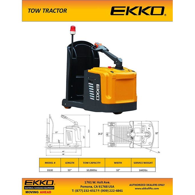Electric Tow Tractor | 10,000 lbs Capacity | Height 53''  | EKKO EG30