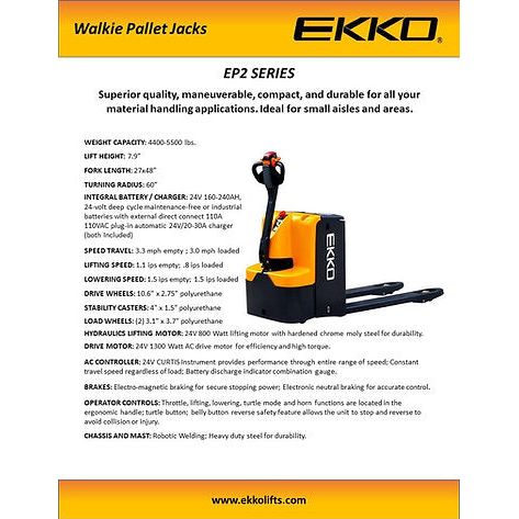 Pallet Jack | Electric Rider | 4400 lbs Capacity | EKKO EP20E