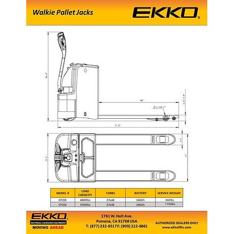 Pallet Jack | Electric Rider | 4400 lbs Capacity | EKKO EP20E