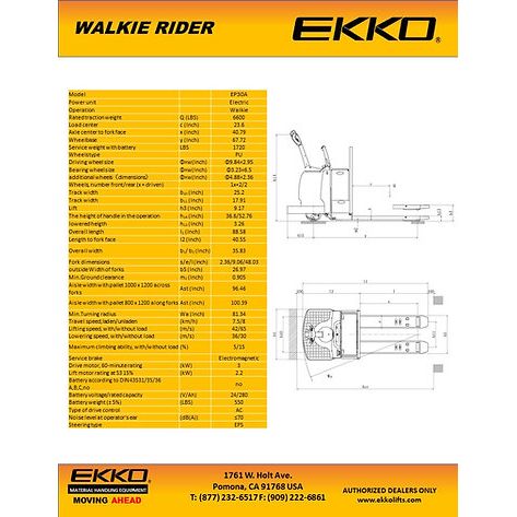 Pallet Jack |  Electric Rider | 6600 lbs Capacity | EKKO EP30A