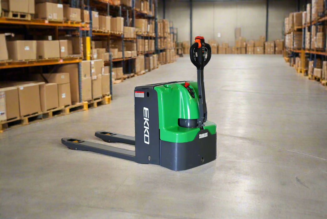 Electric Walkie Pallet Jack | 5500 lbs Capacity | Raised Height 7.9'' | EKKO EP25E-LI