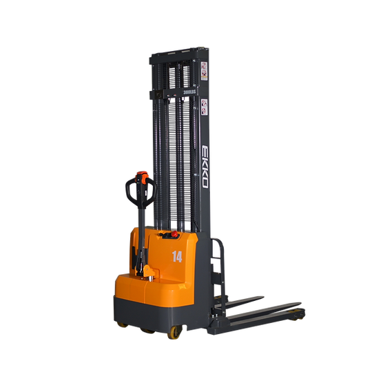 Full Powered Straddle Stacker | 3000 lb. Cap.| 138" Height | EKKO EB14C-138