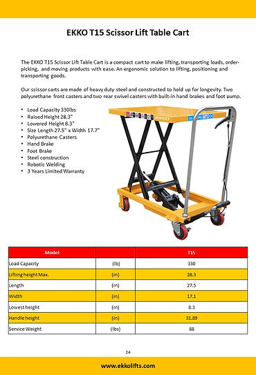 Scissor Lift Table | 330 lbs Capacity | EKKO T15