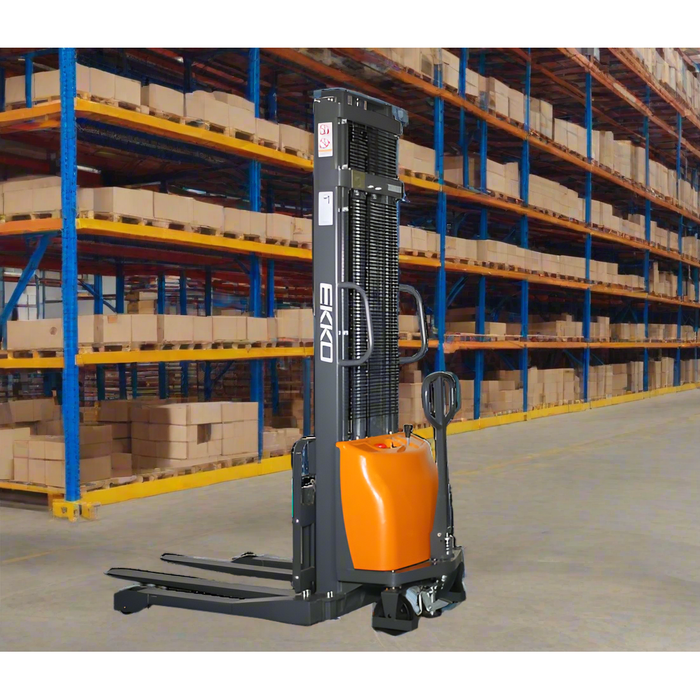 Semi-Electric Straddle Stacker | 3300 lb. Cap.| 118" Height | EKKO EA15A