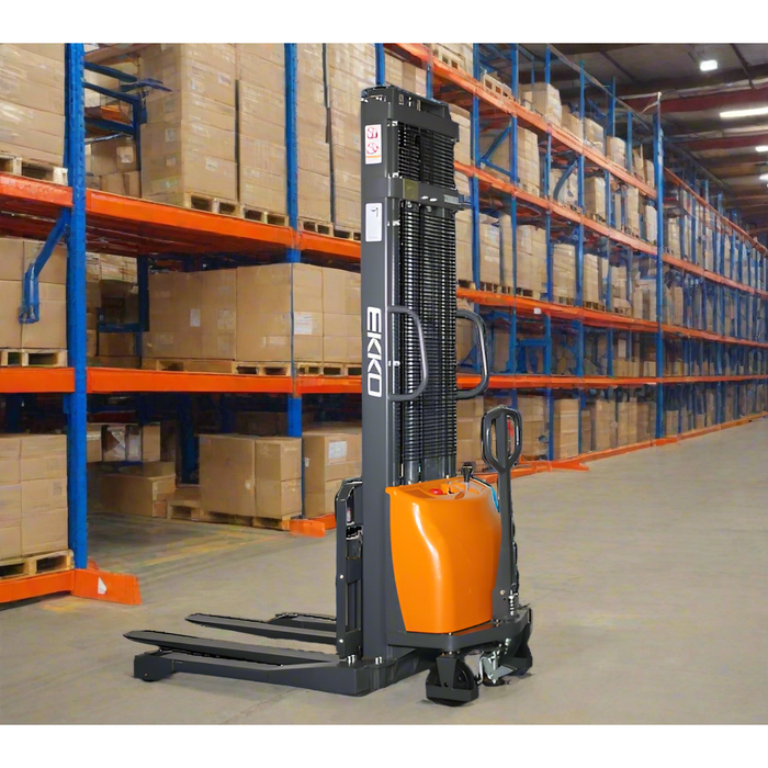 Semi-Electric Straddle Stacker | 3300 lb. Cap.| 138" Height | EKKO EA15A-138