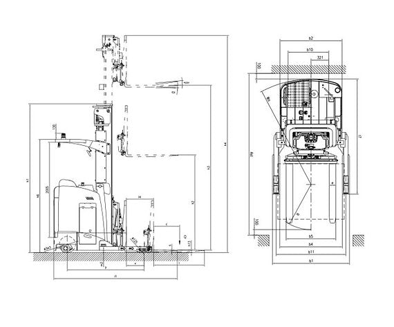 EKKO Stand-Up Reach Truck Li- Series 196" Lift Height 4000 lbs. Capacity EK18RR-196LI
