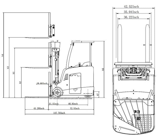 EKKO Stand-up Rider Forklift 4000 Lbs Capacity 216'' Raised Height  EK18RF-LI