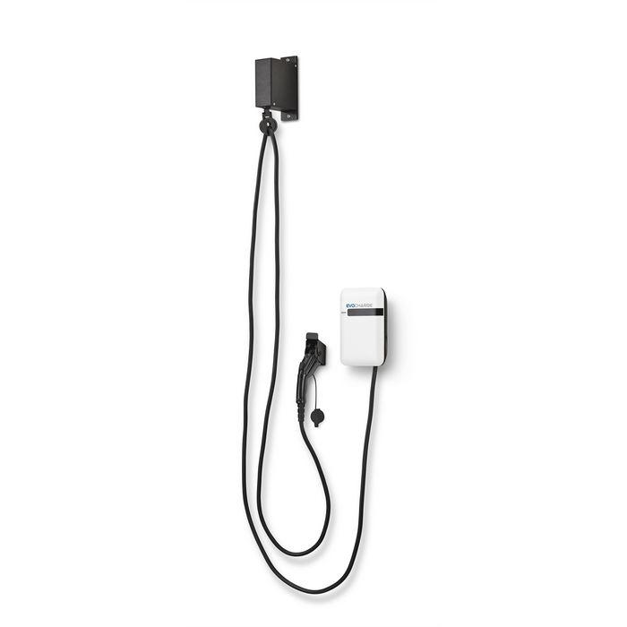 EVoCharge EVSE Wall-Mount EV Charger 30A Level 2 w/ 25ft Cable & Retractor (Plug-In)