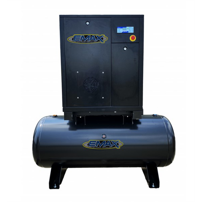 Emax Compressor 7.5HP 1PH Industrial Rotary Screw Compressor-80 Gal Tank Mount EMXERI0070801