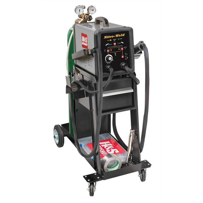 H&S AutoShot UNI-8100 Nitrogen Plastic Welding System Built-in Compressor, 2-Torch, Cart and Gas Cylinder HSA8100