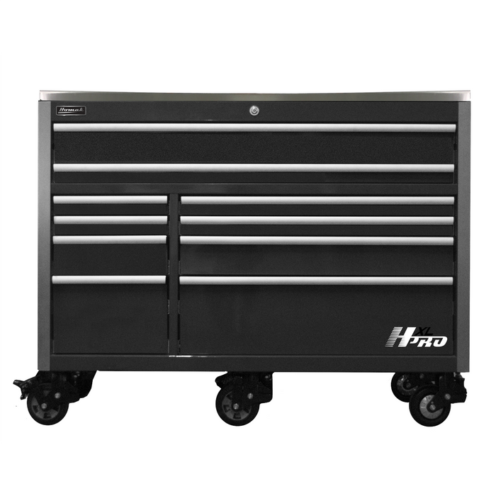 Homak Manufacturing 60 in. HXL 10-Drawer Roller Cabinet - Black HOMHX04060111