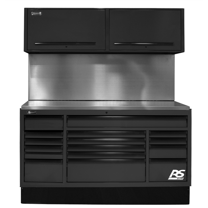 Homak Manufacturing 72'' CTS Centralized Tool Storage with Solid Back Splash Set, Black HOMBKCTS72001