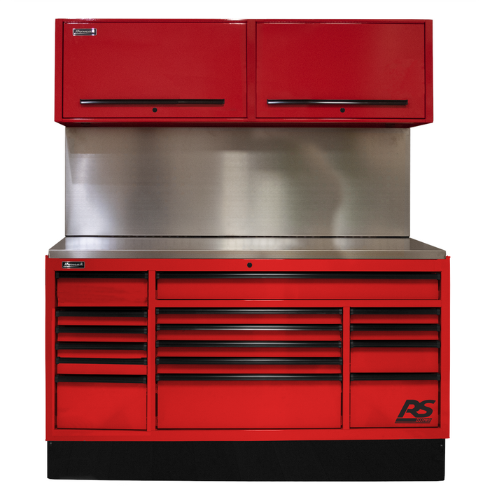 Homak Manufacturing 72 in. CTS Centralized Tool Storage with Solid Back Splash Set, Red HOMRDCTS72001