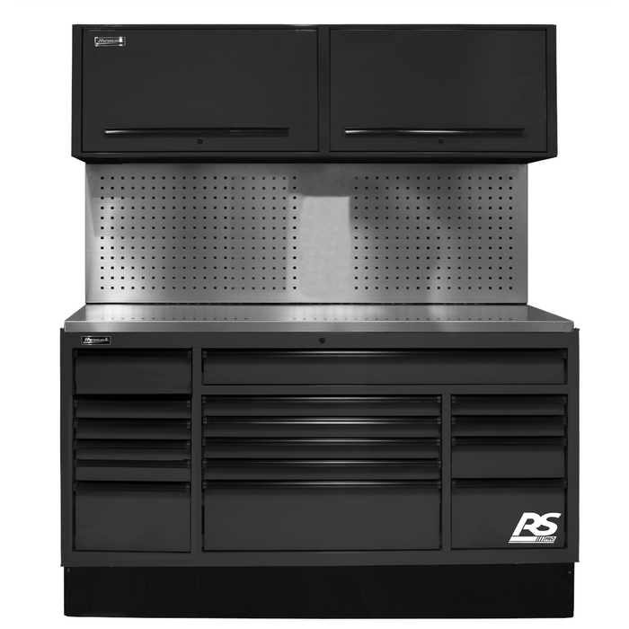 Homak Manufacturing 72'' CTS Centralized Tool Storage with Tool Board Back Splash Set, Black HOMBKCTS72002